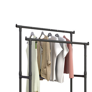 New Updated Floor <b>Coat</b> <b>Rack</b> <b>Stand</b> Double Pole Clothes Adjustable <b>Coat</b> <b>Rack</b> With Storage - Product Image 3