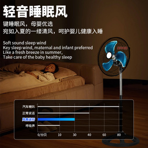 Ventilador de pie oscilante eléctrico de 10 pulgadas con refrigeración por aire para habitación infantil y uso doméstico - Product Image 1