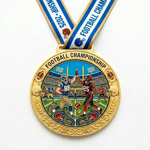 Médailles personnalisées en alliage de zinc pour le football américain, avec ruban, en émail souple, pour les récompenses de Gridiron <span class=keywords><strong>Calcio</strong></span> - Product Image 2