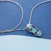 Hawaïen Hibiscus Plumeria Fleur Flip Flop Opale Pendentif Collier Bijoux De Plage