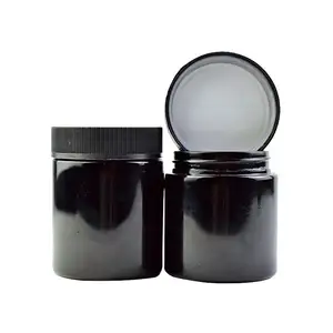 Dark Wide Mouth Cream Glass Jar Black Cream Glass Jar With Black Plastic Lid