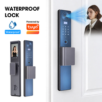Serrure de porte intelligente extérieure étanche IP68 avec reconnaissance faciale 3D, empreinte digitale, mot de passe, carte, clé, caméra 100W et écran 4,5 pouces