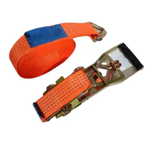 Heavy Duty Ratchet Straps 2 inch 50 mm width BS 5000 kgs orange cargo lashing strap Ergo belt