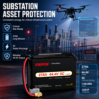 Baterai Drone VIWIPOW Kustomisasi Arus Tinggi Semi-Solid State 27000mah 44.4V 5C Lithium Ion Paket Baterai Drone Pengiriman Cepat