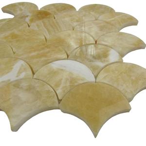 Mosaïque de carreaux en marbre onyx jaune miel <span class=keywords><strong>KB</strong></span> STONE, motif écailles de poisson, pour fond d'intérieur moderne d'hôtel - Product Image 2
