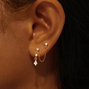 CANNER Pendientes de Cadena Larga con Borlas y Circonitas 5A CZ de Lujo al por Mayor, Chapados en Rodio y Oro de 18K para Mujer - Product Image 3