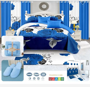 Parure <span class=keywords><strong>de</strong></span> lit <span class=keywords><strong>de</strong></span> luxe vintage motif tournesol 14 pièces avec jupe <span class=keywords><strong>de</strong></span> lit et <span class=keywords><strong>rideaux</strong></span> assortis – Prix usine, vente en gros - Product Image 1