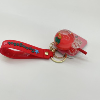 Porte-clés liquide en forme de sucette de la série Noël Rouge pour la décoration des fêtes avec figurines flottantes du Père Noël, idéal pour sacs à dos et sacs à main