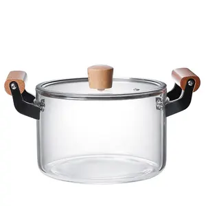5L Pot à lait en verre résistant aux hautes températures Pot à soupe Pot de cuisson en verre avec poignée