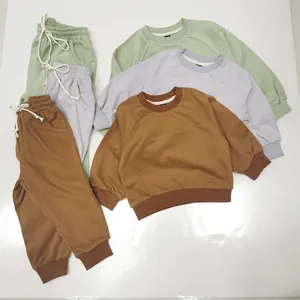 Wholesale Boutique Unisex Infant Kids Autumn Winter Knitted Soft Organic Cotton Pullover Sweater Match Pants Baby Clothing Set