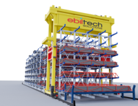 Système de stockage automatisé à portique pour profilés et tuyaux en acier en entrepôt