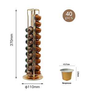 Organisateur rotatif de <span class=keywords><strong>capsules</strong></span> de café en métal couleur or et noir pour bureau à domicile pour 40 <span class=keywords><strong>Nespresso</strong></span> - Product Image 3