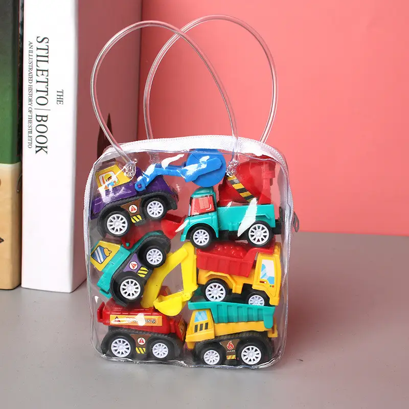 Modelo de coche de juguete para niños, vehículo móvil, camión de bomberos, Taxi, regalo, 6 uds.