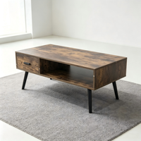 Table basse en MDF durable de style mid-century modern avec tiroirs et rangement, meuble TV minimaliste pour petit salon