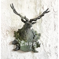 Statue de Tête de Cerf Antique, Décoration Murale en Tête de Cerf Animal, Décoration Artistique pour la Maison et le Jardin