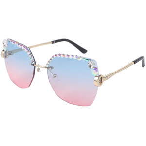 Lunettes <span class=keywords><strong>de</strong></span> <span class=keywords><strong>soleil</strong></span> polygonales sans cadre en métal pour femmes, <span class=keywords><strong>tendance</strong></span> européenne et américaine, en diamant, à bord coupé, nouvelle collection <span class=keywords><strong>2022</strong></span> - Product Image 1