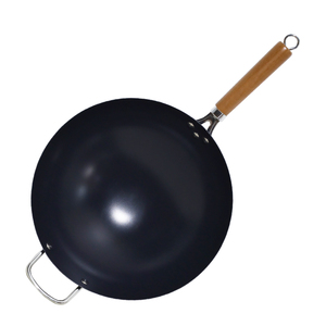 Оптовая продажа: Вок из углеродистой стали с деревянной ручкой, предварительно обработанный, для ресторанов - Product Image 4
