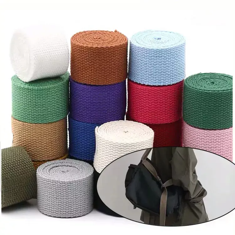 LIUFENG High Quality Factory Custom Stripped Strap Ribbon Woven Cotton Webbing for Handle Strapping