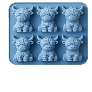 Food Grade Silicone 2026 New Product 3D Highland Cow Mini Silicone Ice <b>Cube</b> Tray Mold - Product Image 5