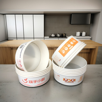 Conteneur à salade jetable en papier kraft écologique en gros avec couvercle, bol à emporter biodégradable, impression en relief