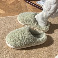 Cadeaux de Thanksgiving : Pantoufles douces et chaudes en fourrure pour femmes, couleur unie, pour la maison et la chambre, semelle en PVA, chaussures pantoufles en fourrure pour femmes