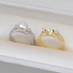 Anillo para el Cabello Abierto de Plata S925, Ajustable, con 7-8 Perlas, Accesorios para DIY, Soporte Vacío, Moderno, 2799, Fornituras y Componentes de Joyería - Product Image 4