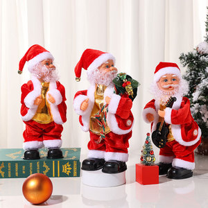 Muñeco eléctrico de Papá Noel de Navidad que sacude las caderas y toca la guitarra con música Decoración y regalo de Navidad - Product Image 1