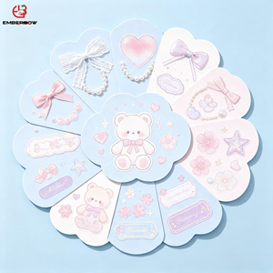 สติ๊กเกอร์ลายการ์ตูน EBB สีชมพูฟ้า รุ่น Q สำหรับแก้วน้ำ 16 ออนซ์ แบบ PET กันน้ำ ลายพิมพ์เย็นน่ารัก - Product Image 1