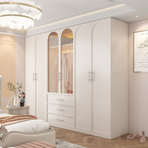 <span class=keywords><strong>Armario</strong></span> de Madera Maciza para Dormitorio, Estilo Francés Moderno y Lujoso, Color Crema, Hecho a Medida, Multifuncional y Ecológico - Product Image 2
