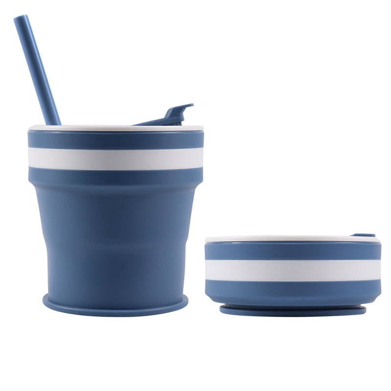 Blue with lid&straw