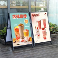 Stand Poster Lipat Logam Berlapis Pernis A-Frame Heavy-duty 24X36-inci Modern Dua Sisi Portabel untuk Luar Ruangan