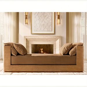 Cama de Pared Moderna de Madera Maciza, Cama Doble con Panel de Tela y Cojín - Product Image 6