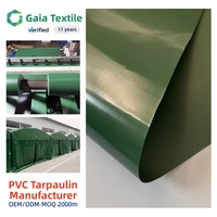 Bâche en PVC enduit vert 650G 1000D sur mesure OEM d'usine en rouleau, tissu de bâche en PVC imperméable et autonettoyant pour tente