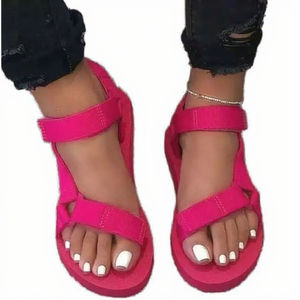 Sandalias Planas de Mujer con Tela Elástica de Velcro EVA, Tendencia de Moda de Verano para Exteriores, Combinación de Colores - Product Image 3