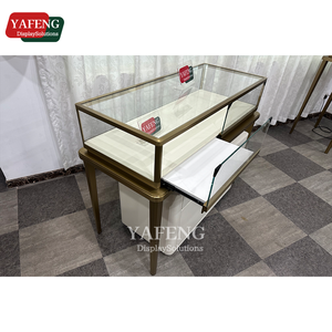 Tùy chỉnh hiện đại thép không gỉ trang sức <span class=keywords><strong>Showcase</strong></span> Tempered Glass tủ trưng bày cho các cửa hàng bán lẻ LED Marble MDF kim loại - Product Image 1