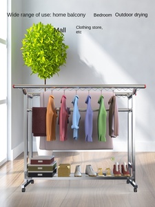Rak gantungan baju logam Stainless Steel, rak mantel topi berdiri teleskopik Modern - Product Image 2