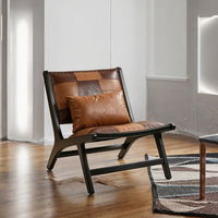 Fauteuil d'appoint moderne style bohème avec pieds en bois massif pour salon et détente