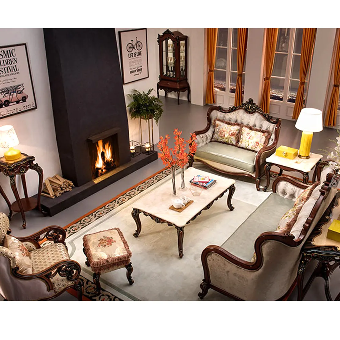Pologne classic palace 3 places sectionnel canapés de meubles de salon pour la maison