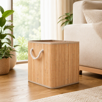 Panier de rangement moderne pliable en bambou tressé, grand panier à linge avec poignées en corde pour le rangement des jouets et des vêtements