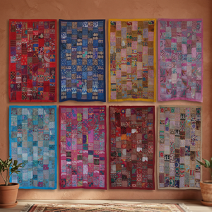Tapiz de Sari con Diseño de Patchwork, Tapiz de Pared de Patchwork al por Mayor - Product Image 2