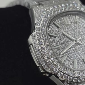 Reloj de Lujo de Plata con Moissanita, Esfera Inteligente, Cristal, Movimiento Mecánico, Elegante y Brillante, Regalo de Joyería Unisex - Product Image 4
