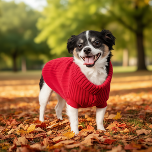 Pull pour animaux de compagnie en coton à col côtelé, taille XS, vêtements d'hiver pour animaux de compagnie, design classique - Product Image 2