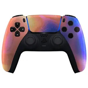 EXtremeRate-Accesorios de juego personalizados con patrón colorido, funda de piel frontal de repuesto para mando de PS5, Playstation