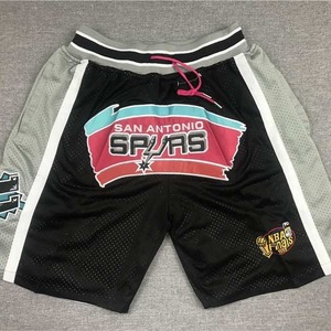 Shorts de basket-ball Spurs pour hommes, style rétro, brodés avec doublure intérieure, SMLXLXXL, polyester - Product Image 3