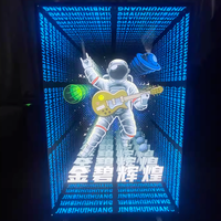 Enseigne néon LED personnalisée grand format avec logo 3D, miroir infini, astronaute, motif imprimé UV multicolore vert, télécommande, IP65, en verre pour la maison
