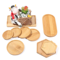 Plateau en bois de bambou soucoupe pour plantes, assiettes de rangement pour fruits, mini pot de fleurs pour plantes, plateau en bambou décoratif pour la maison