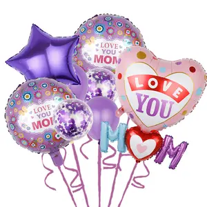 Идеи для вечеринки на день матери, фольгированные шары с надписью «i love you mom» в форме цветка, шары для мишени, тематические украшения для мамы на день рождения