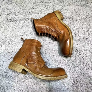 Chaussures pour hommes en cuir lavé, style vintage et vieilli - Mocassins avec design respirant - Product Image 4