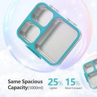 Boîte à lunch en acier inoxydable réutilisable authentique, 900 ml, 3 compartiments, avec couvercle en Tritan, résistante à la graisse, compatible micro-ondes et chauffable, vente en gros