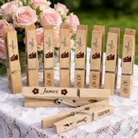Pinzas de Madera Natural Personalizadas, Pinzas para Ropa con Nombre Grabado, Pinzas para Fotos Colgantes, Decoraciones para Bodas, Pinzas de Madera para Manualidades